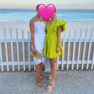 Aje Gretta bow back mini dress, lime green, size 4